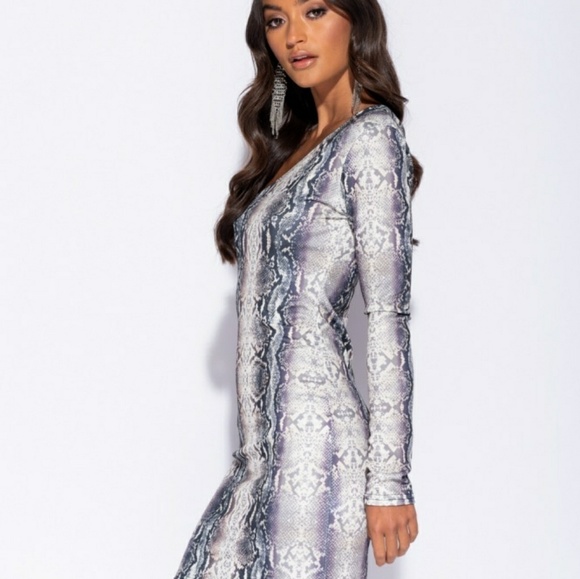 Snake Print One Shoulder Dress - Picture 6 of 8